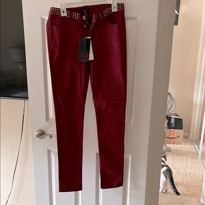Red Studded Skinny Jeans